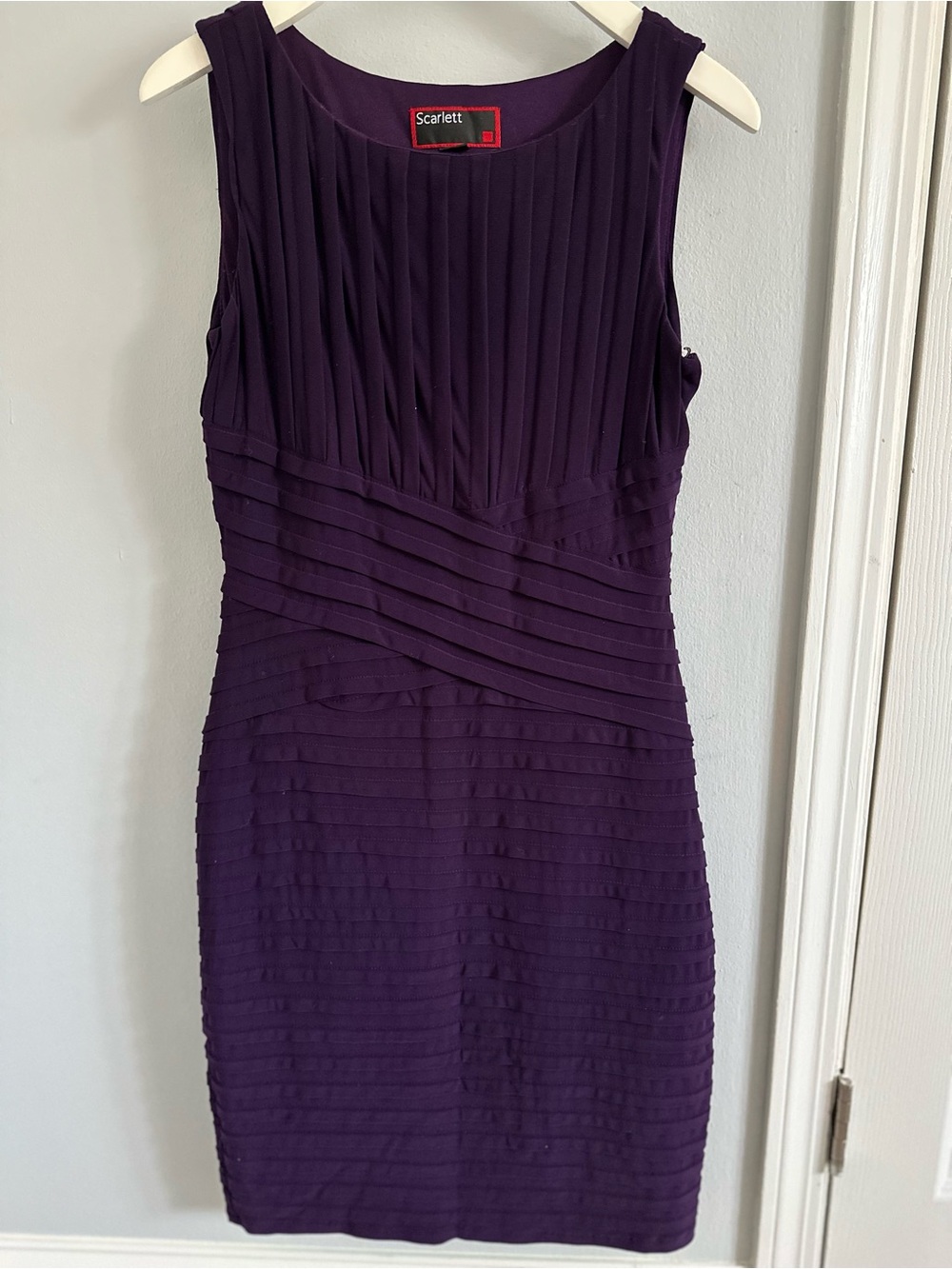 Bandage Purple Sleeveless Pleated Sheath Dress